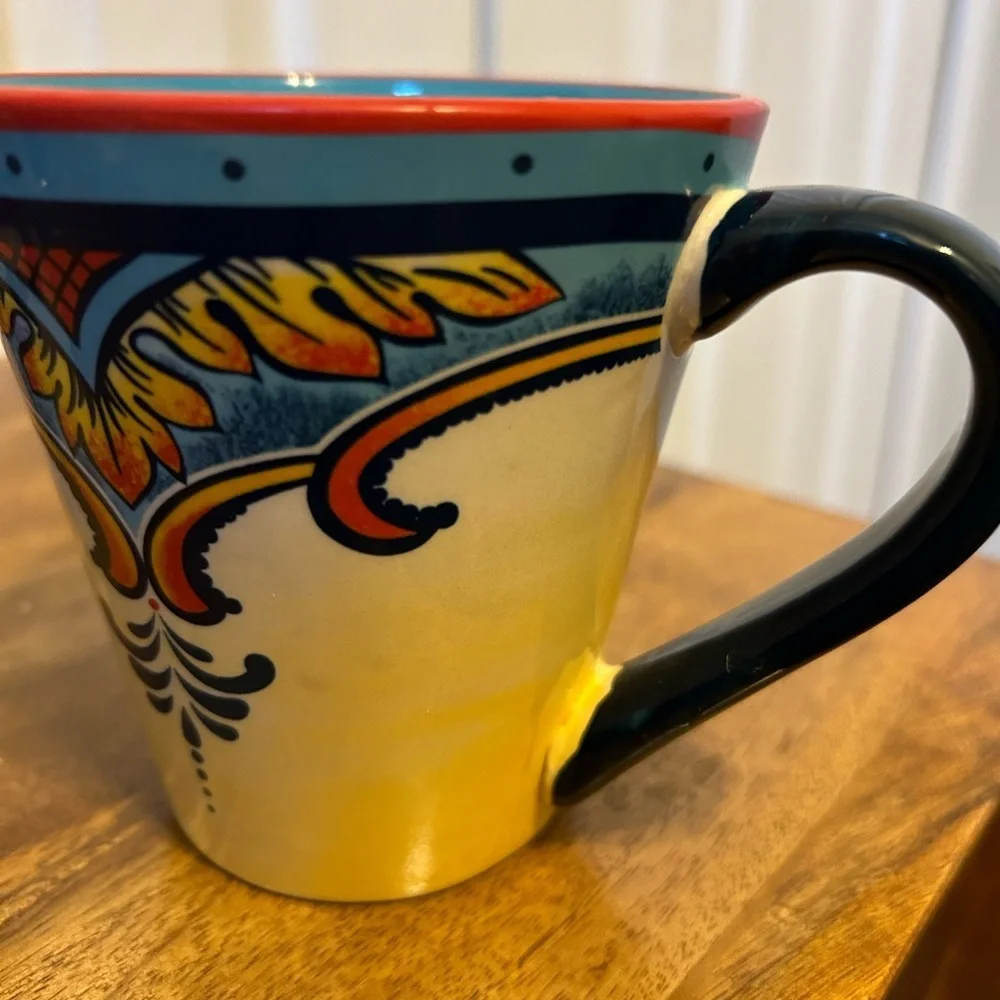 2 Euro Ceramica Coffee Cups, Colorful Mugs.